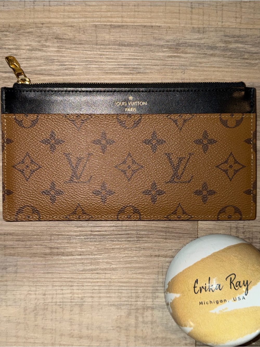 Louis Vuitton Reverse Monogram Canvas Slim Purse- LIKE NEW CONDITION